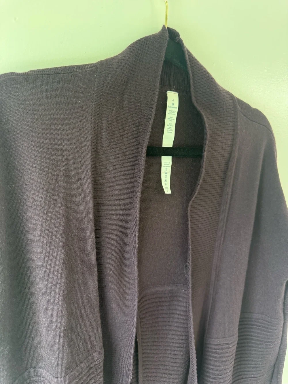lululemon wool cardigan wrap sz4 Sit In Lotus